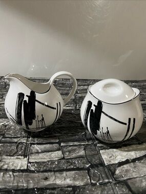 Sango-Larry Laslo Collection 80’s Porcelain Cream and Sugar Set